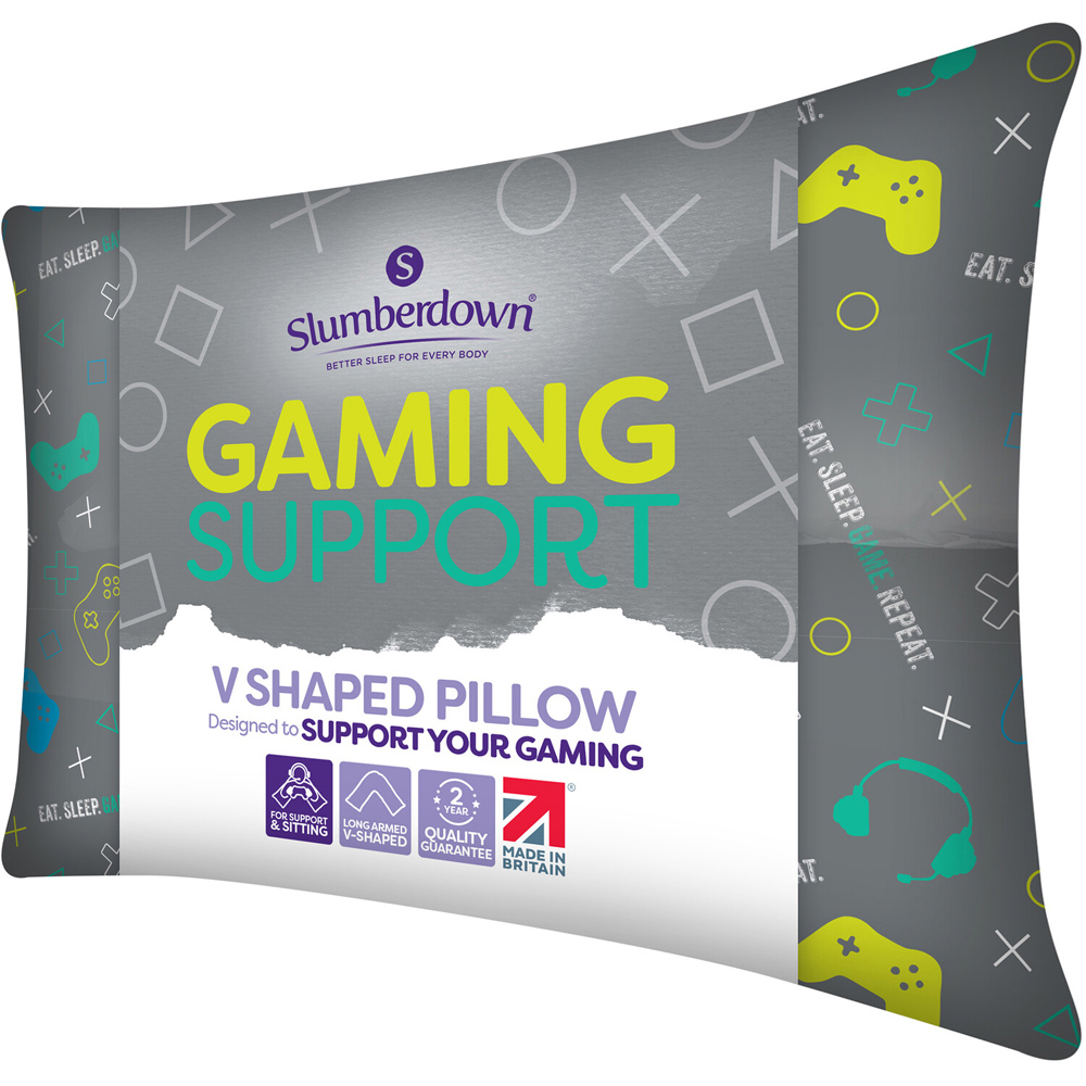 Slumberdown Gaming V Shaped Pillow Green Image 2