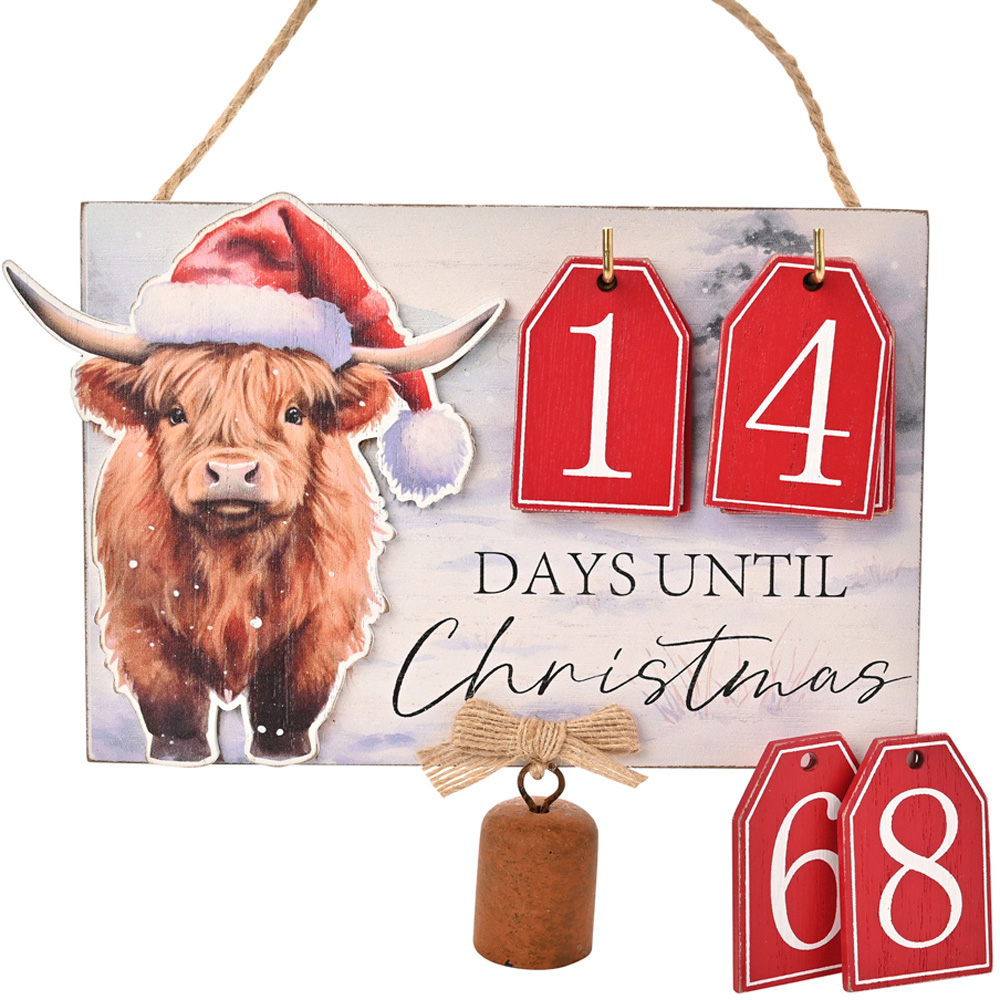 The Seasonal Gift Co. Highland Cow Countdown to Christmas Plaque Image 2