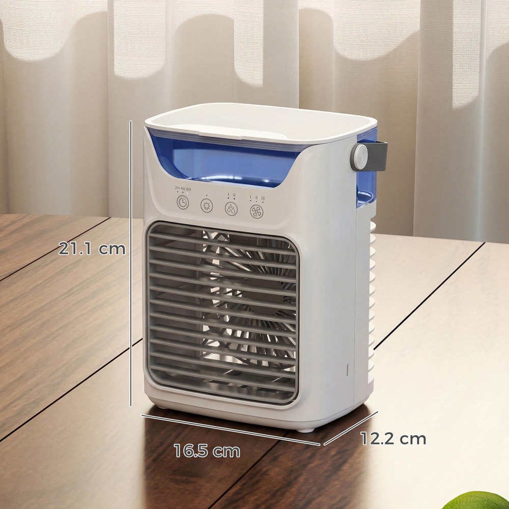 HOMCOM Grey Adjustable Head Desk Fan with Humidifier and Aroma Diffuser ...