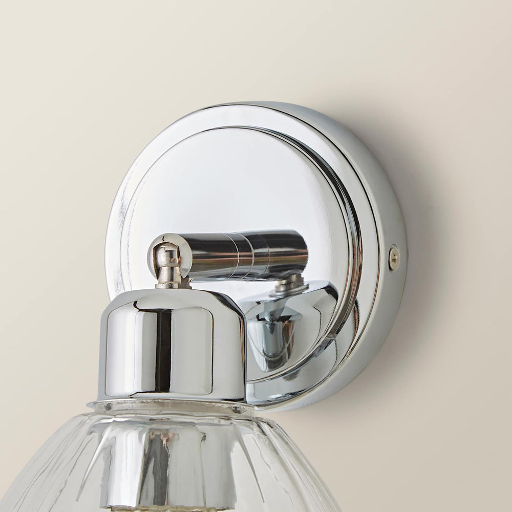 ValueLights Cheltenham Ribbed Shade Chrome Adjustable Wall Spotlights with Bulbs 2 Pack Image 5