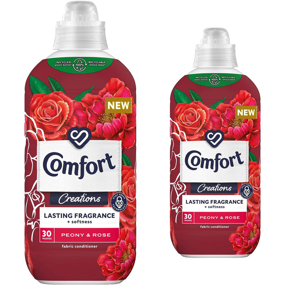 Comfort Creations Peony and Rose Lasting Fragrance Fabric Conditioner 30 Washes 900ml 2 Pack Image 1