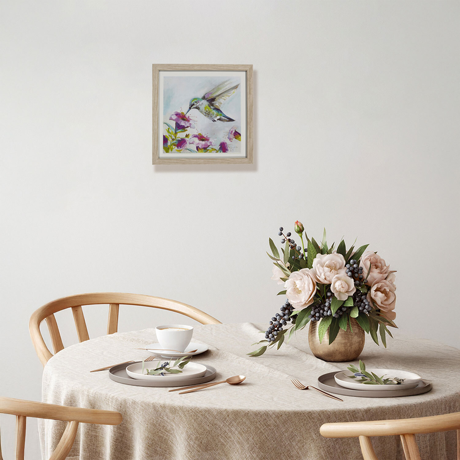 Floral Hummingbird Framed Art - Multicolour Image 3