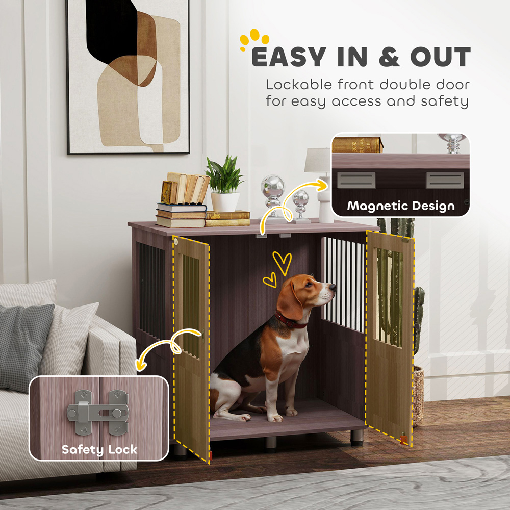 PawHut Purple Small Medium Dog Crate Furniture End Table Image 5