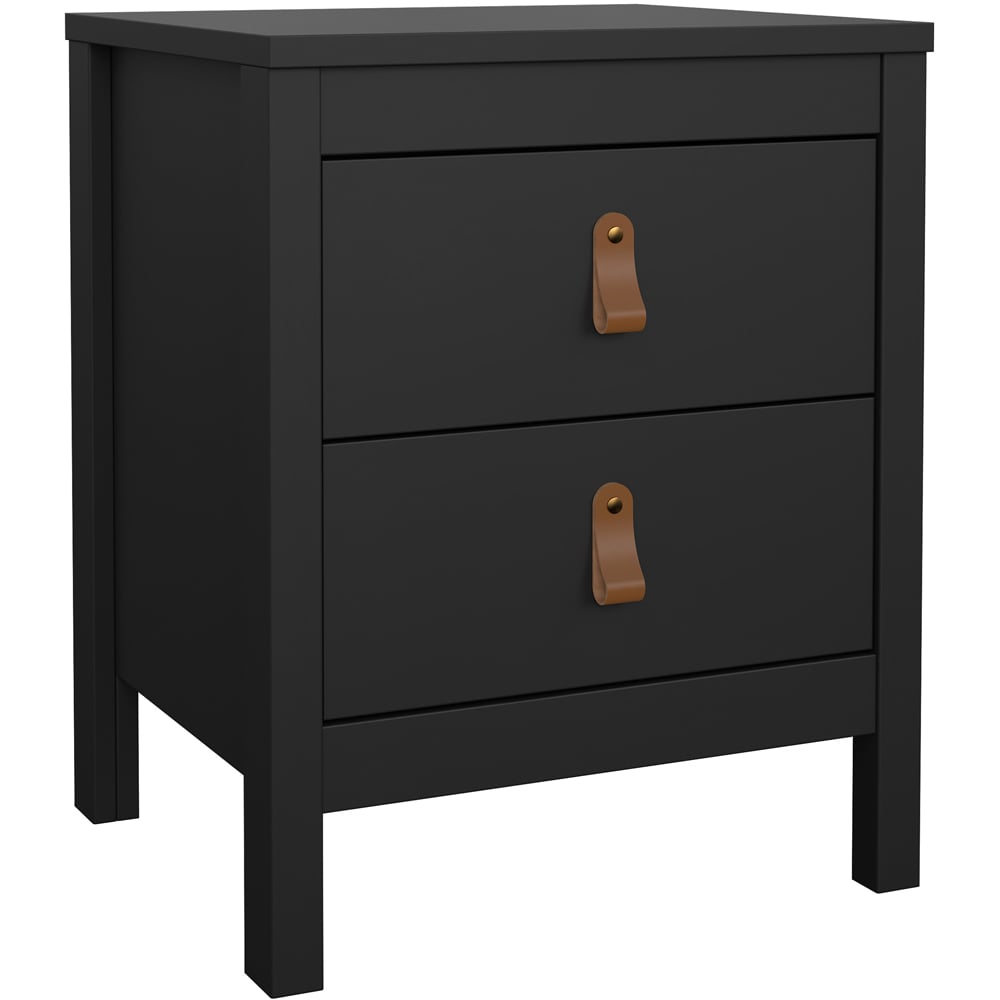 Florence Barcelona 2 Drawer Matt Black Bedside Table Image 2