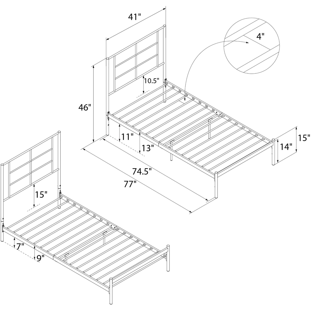 Dorel Jensen Single White Metal Bed Image 8