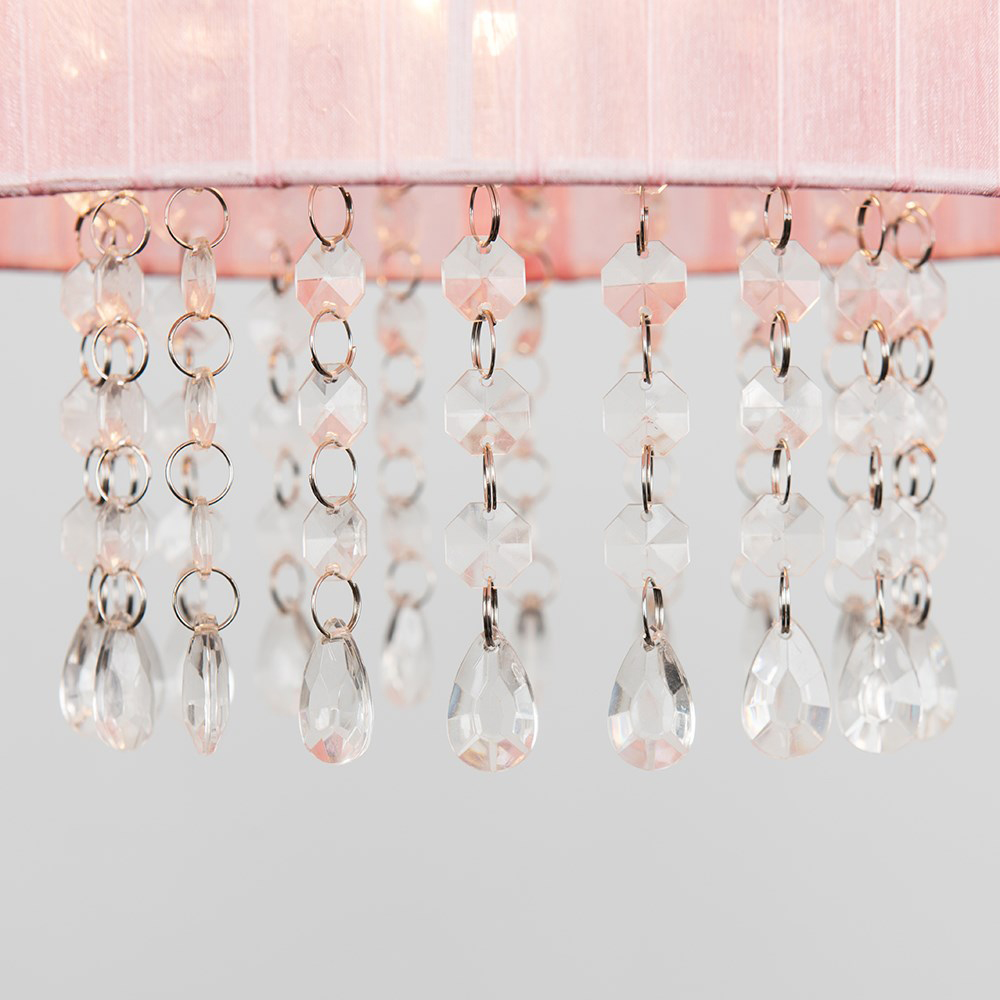 ValueLights Oba Dusky Pink with Droplets Ceiling Pendant Lamp Shade Image 7