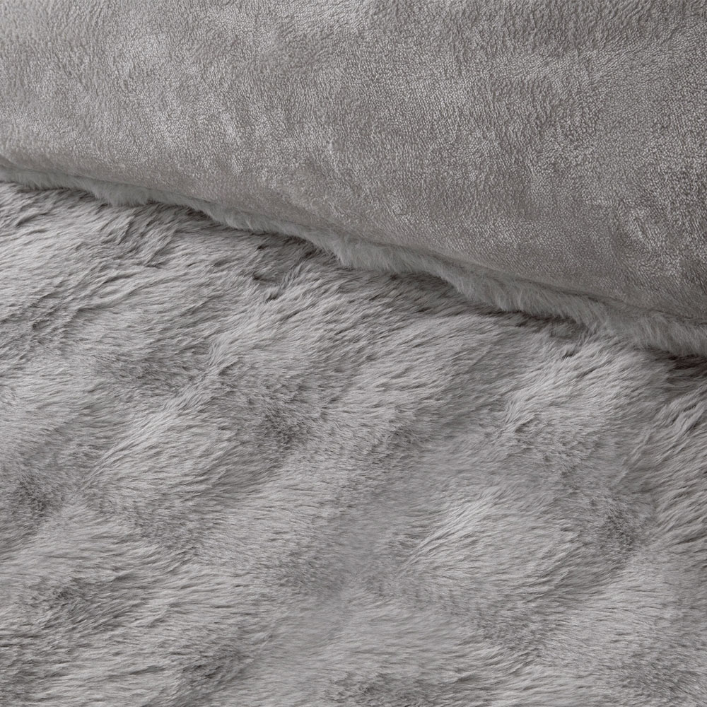 Aurora Faux Fur Duvet Set Silver Double Image 4