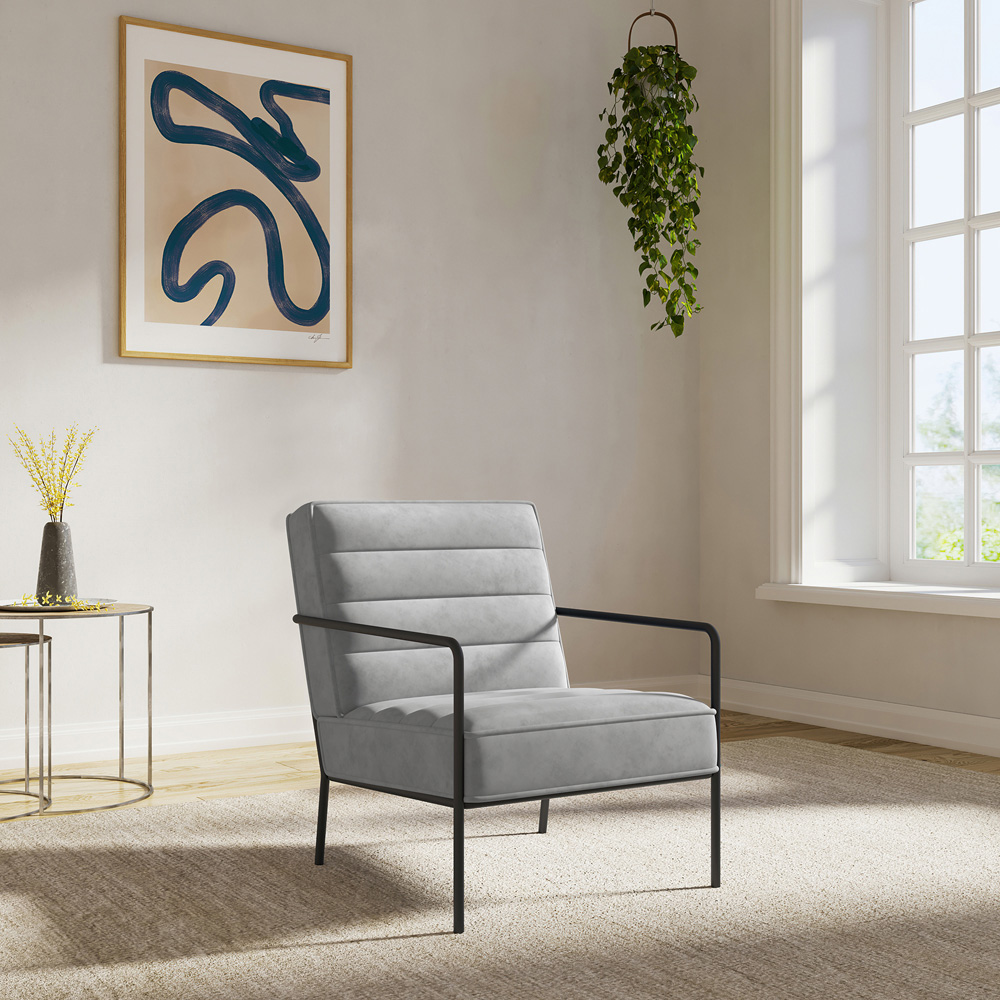 Dorel Bookham Plush Grey Velvet Accent Chair Image 5