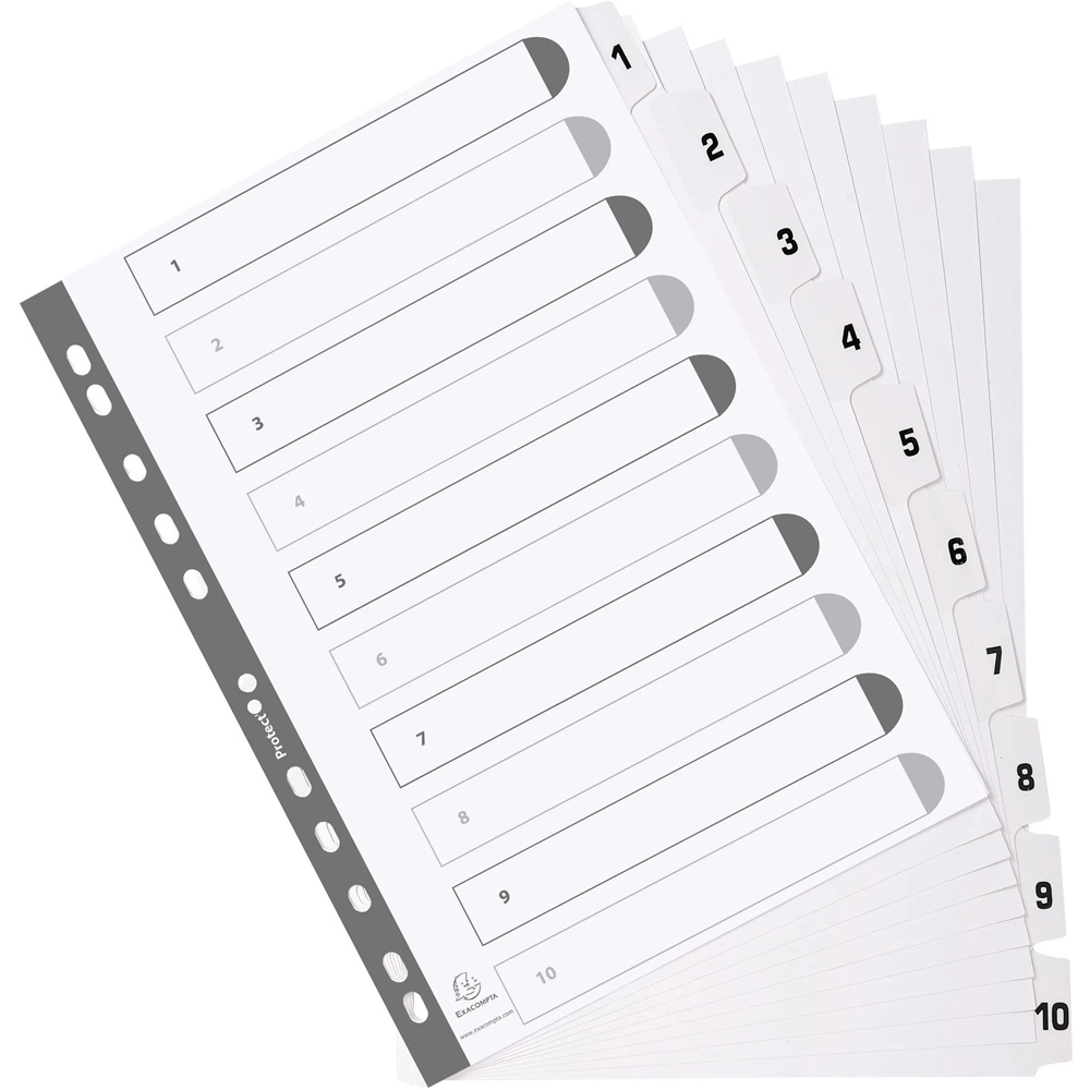 Exacompta A4 White Mylar 1-10 Divider 25 Pack Image 2