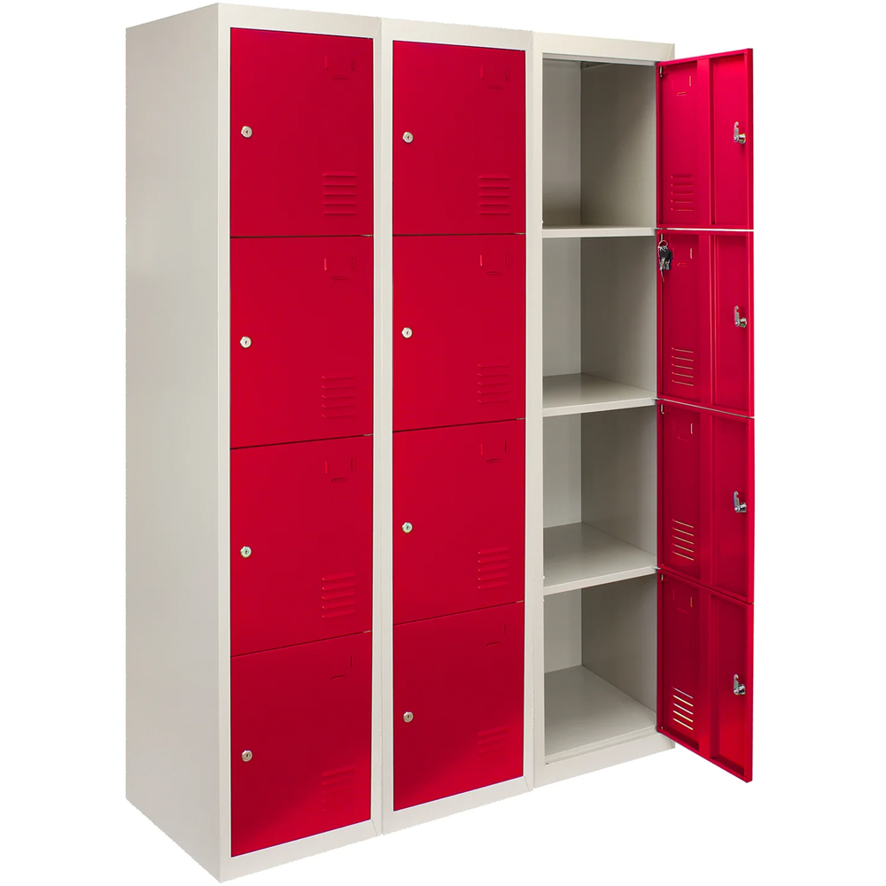 Monstershop 4 Doors Red Metal Changing Room Storage Lockers Image 3