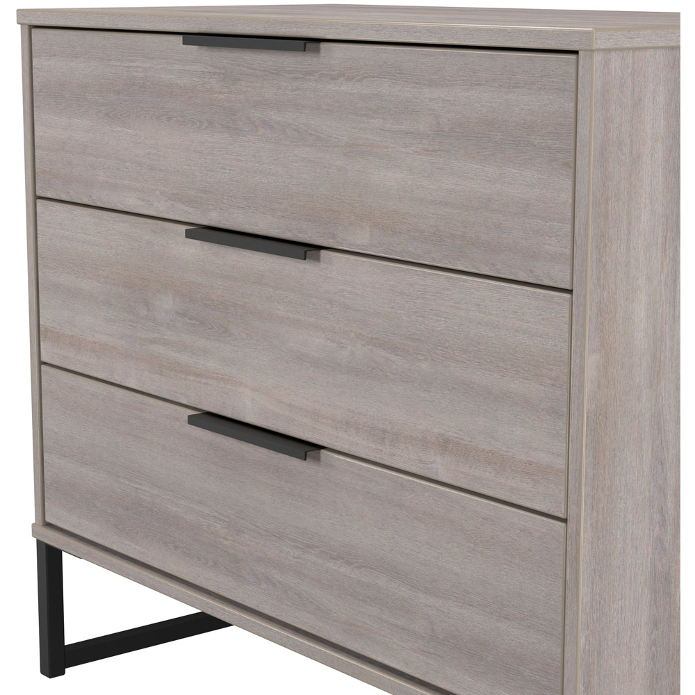 Crowndale Hong Kong 3 Drawer Grey Oak Chest of Drawers Ready Assembled Image 5