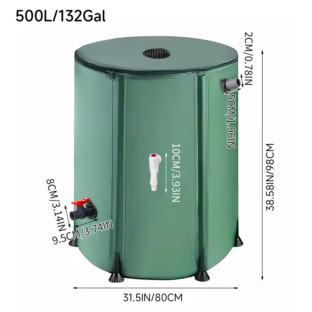 Living and Home 500L Green Collapsible Mesh Filter Rainwater Collection Tank with Side Tap Image 8