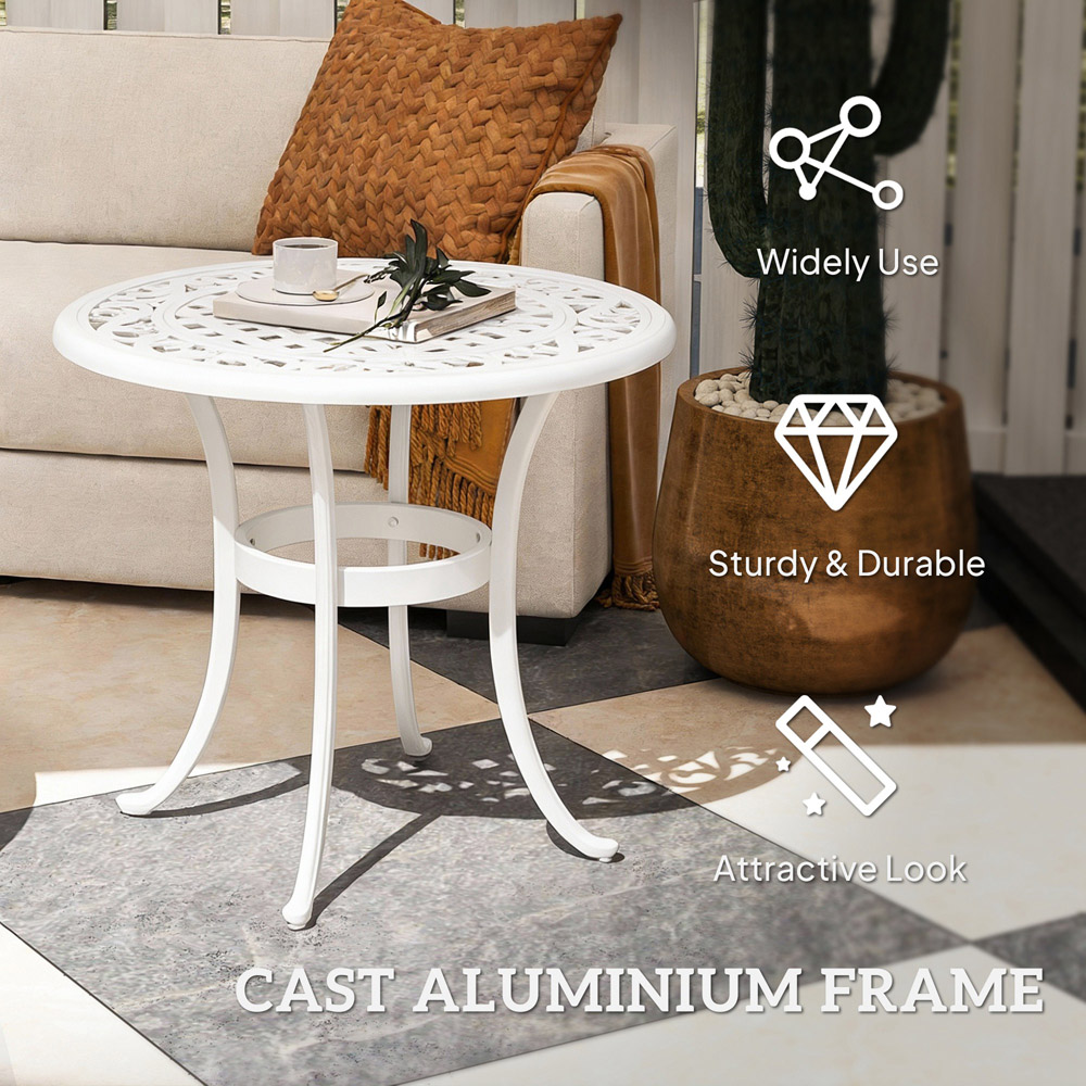Outsunny White Aluminium Frame Round Garden Table Image 6