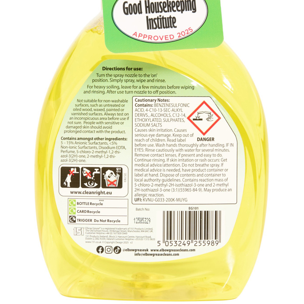 Elbow Grease Lemon Fresh Washing Up Spray 500ml Image 3