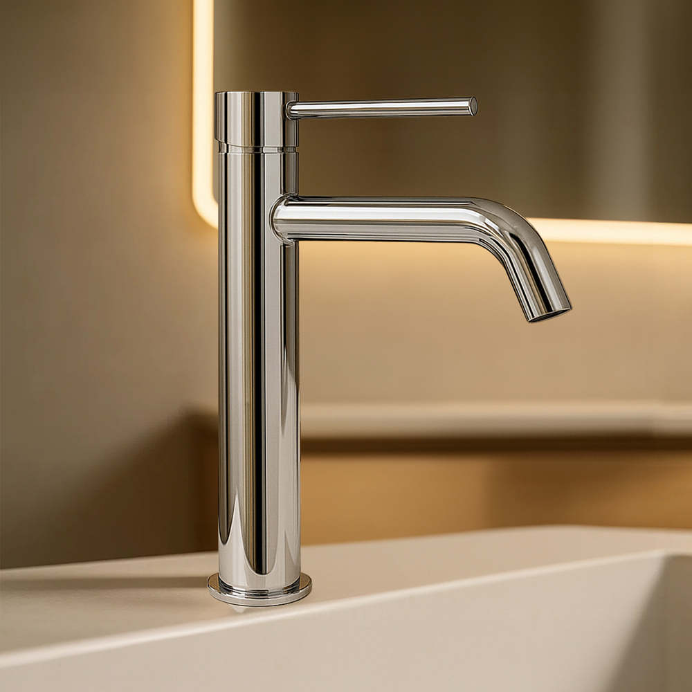 Go Bathrooms Chrome Swivel Handle Tall Basin Mixer Tap Image 2
