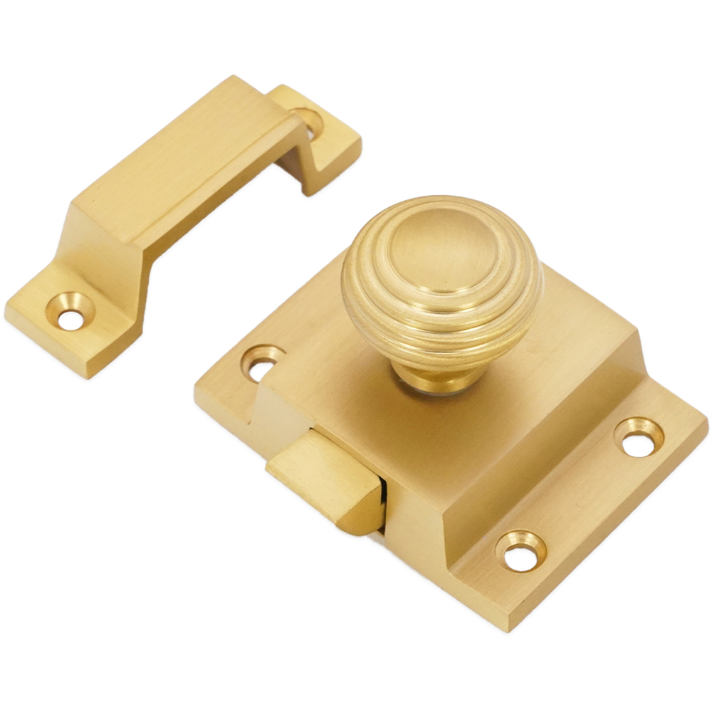 Spira Brass Beehive Satin Brass Cupboard Catch Image 4