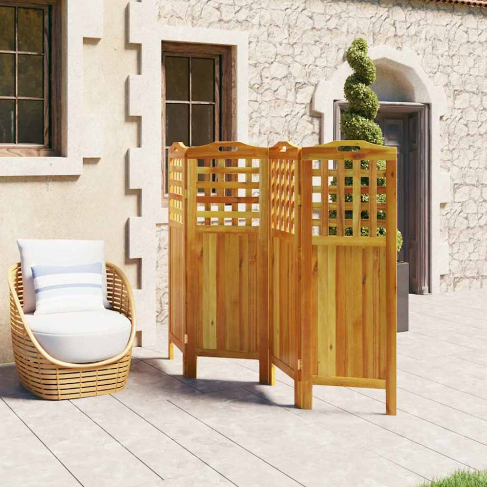 vidaXL 4 Panel Brown Acacia Wood Room Divider 115 x 2 x 162cm Image 2