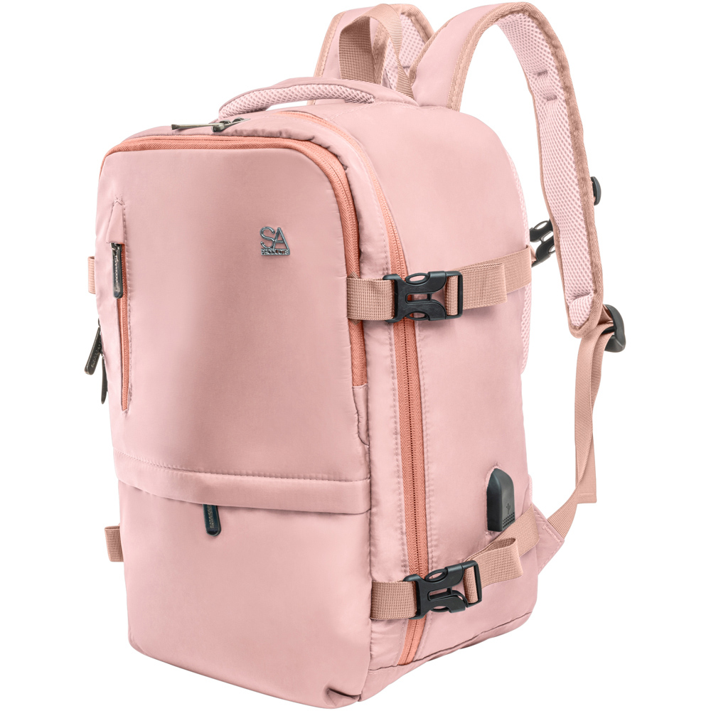 SA Products Pink Cabin Backpack with USB Port and Trolley Sleeve Image 3