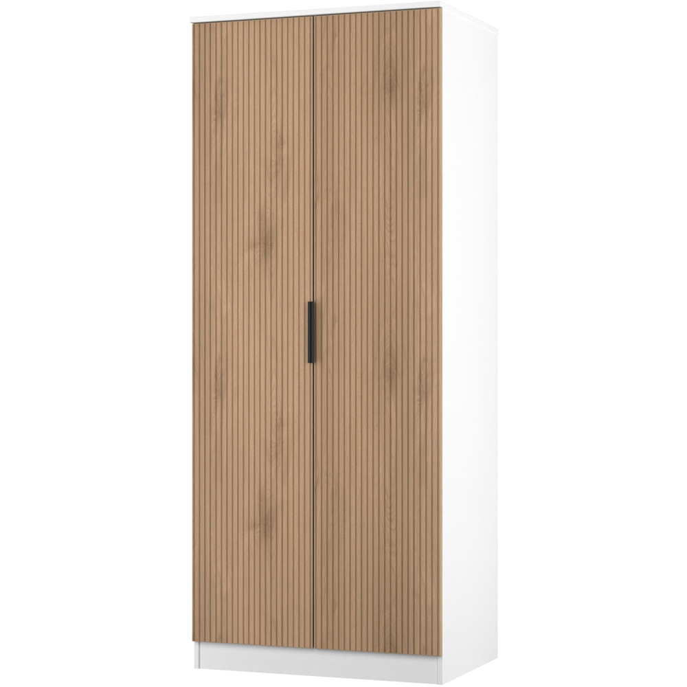 Crowndale Java 2 Door Slatt Effect and White Wardrobe Image 4
