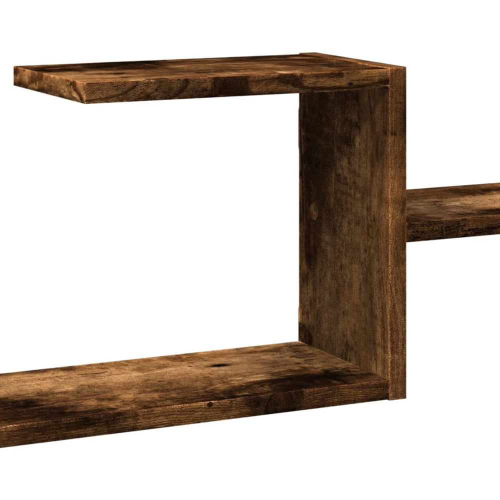 vidaXL 5 Shelf Smoked Oak Floating Wall Shelf Image 7