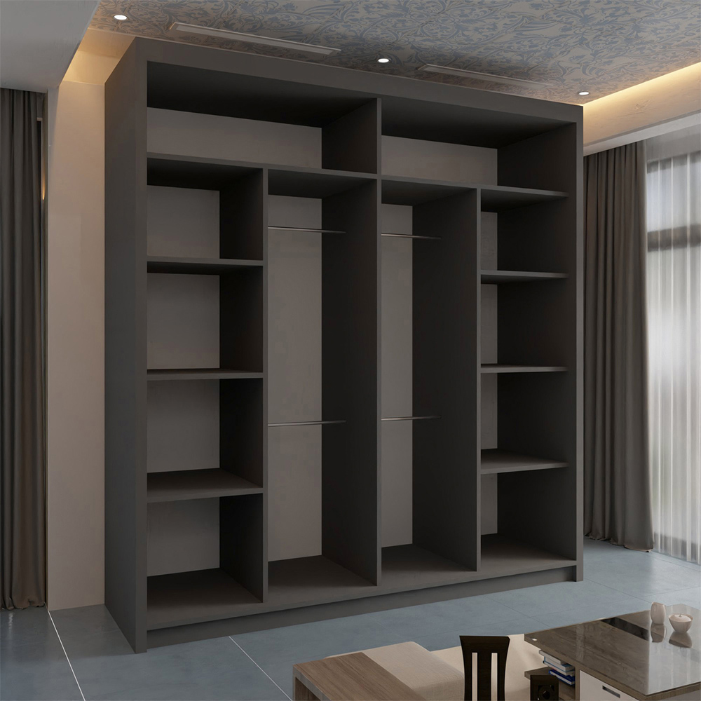 Sliding Wardrobes 4U Batumi 2 Door Grey Wide Curved Mirrored Wardrobe 203cm Image 3