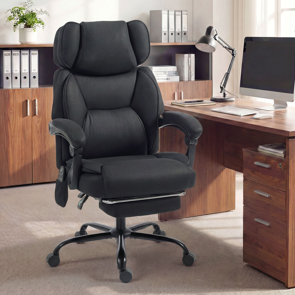 Portland Black Vibration Massage and Heat Reclining Office Chair Image 2