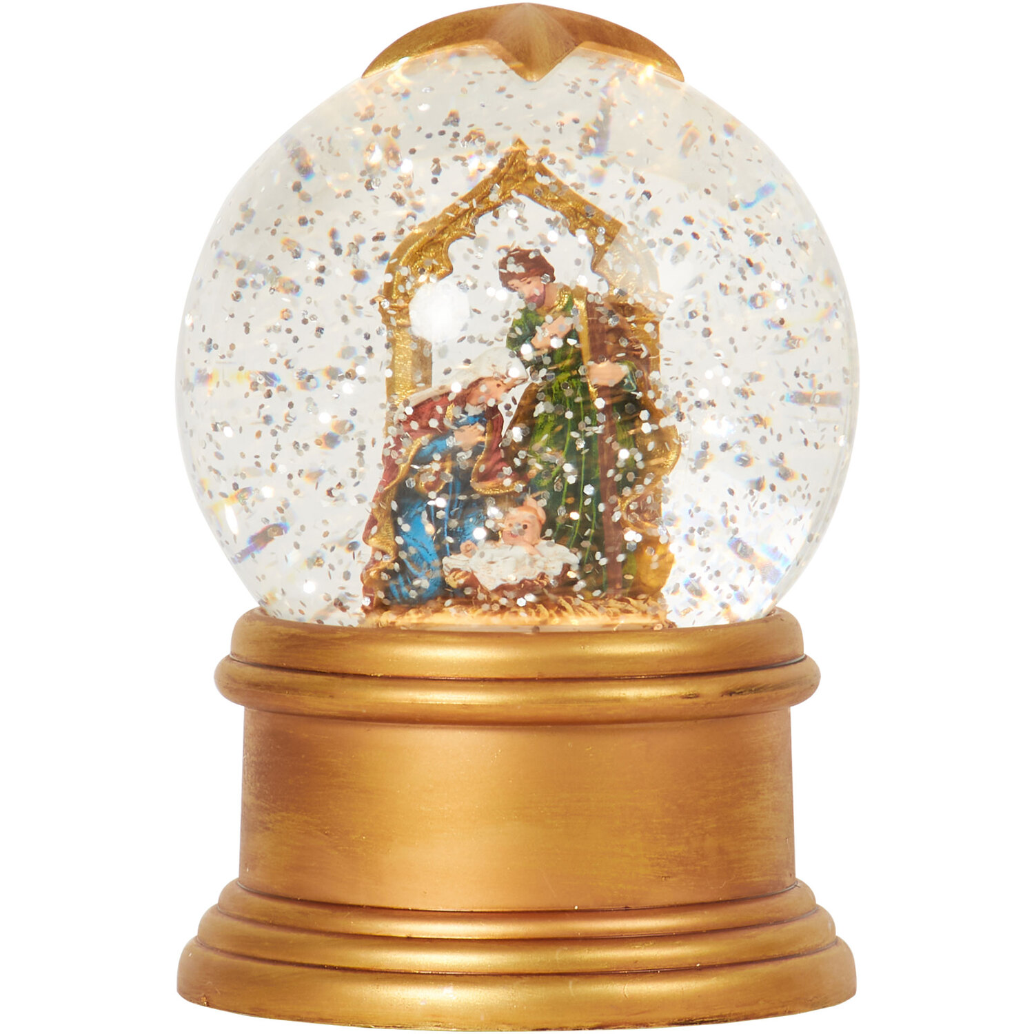 Nativity LED Glitter Globe - Gold Image 3