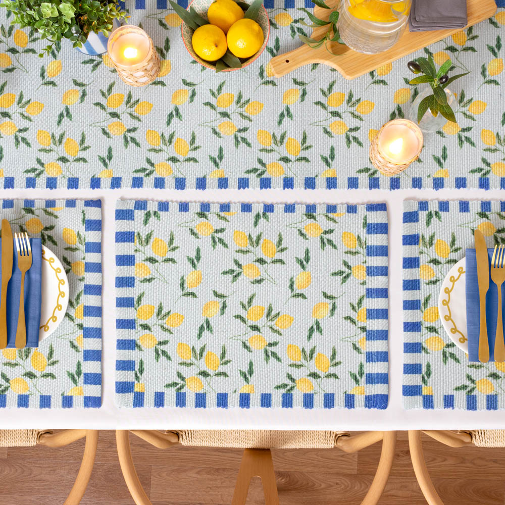 furn. Lemons Blue Table Runner 180 x 35cm Image 6