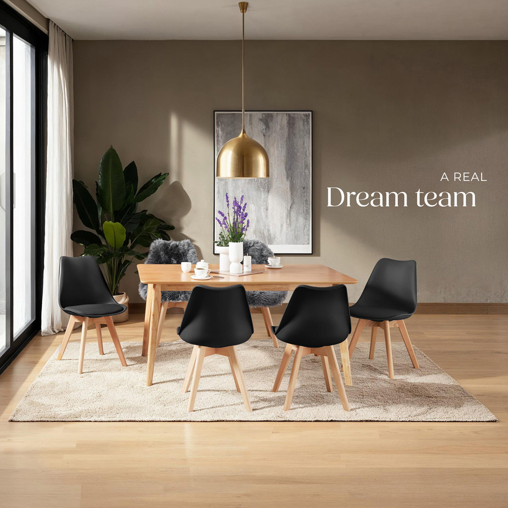 tectake Frederikke Set of 2 Black Ergonomic Dining Chair Image 8