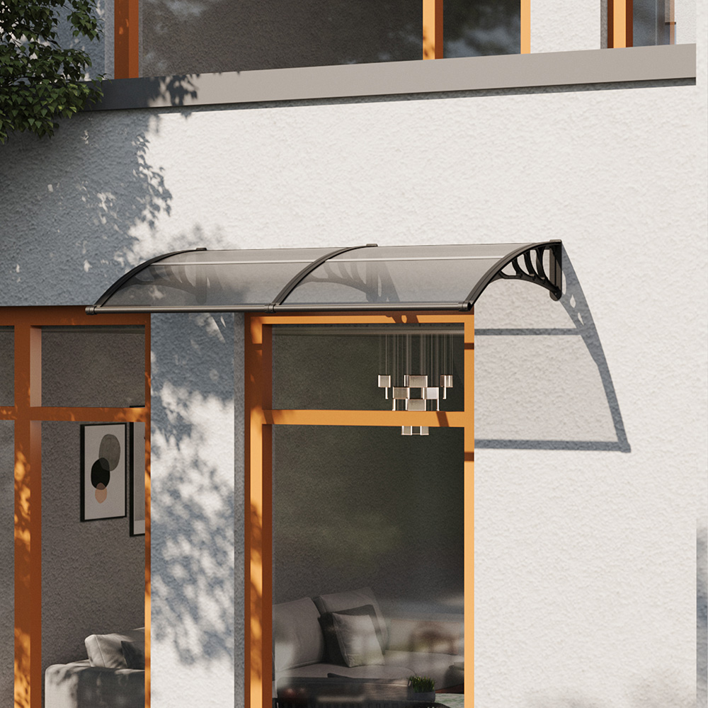 Living and Home Dark Grey Door and Window Outdoor Awning with Water Channel 2 x 1m Image 8