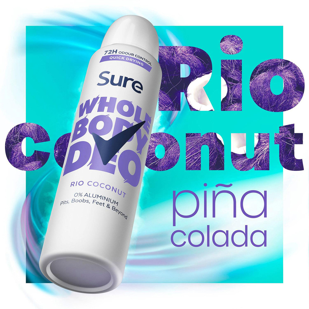 Sure Whole Body Rio Coconut 72H Odour Control Deodorant Cream 150ml 6 Pack Image 6