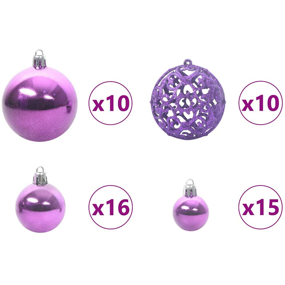 vidaXL Pre-Lit Lilac Baubles Green Artificial Christmas Tree 8ft Image 8