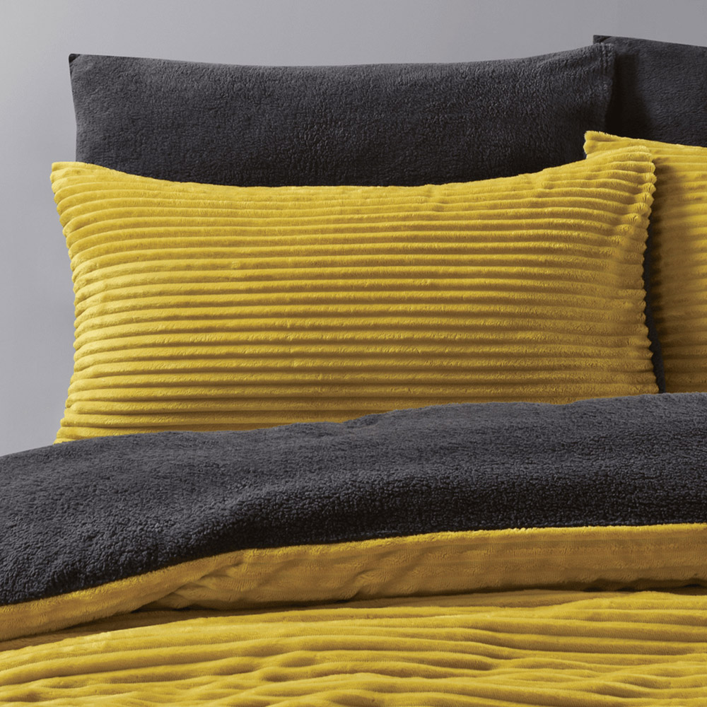 Velosso Double Ochre Plush Cord Duvet Set Image 2
