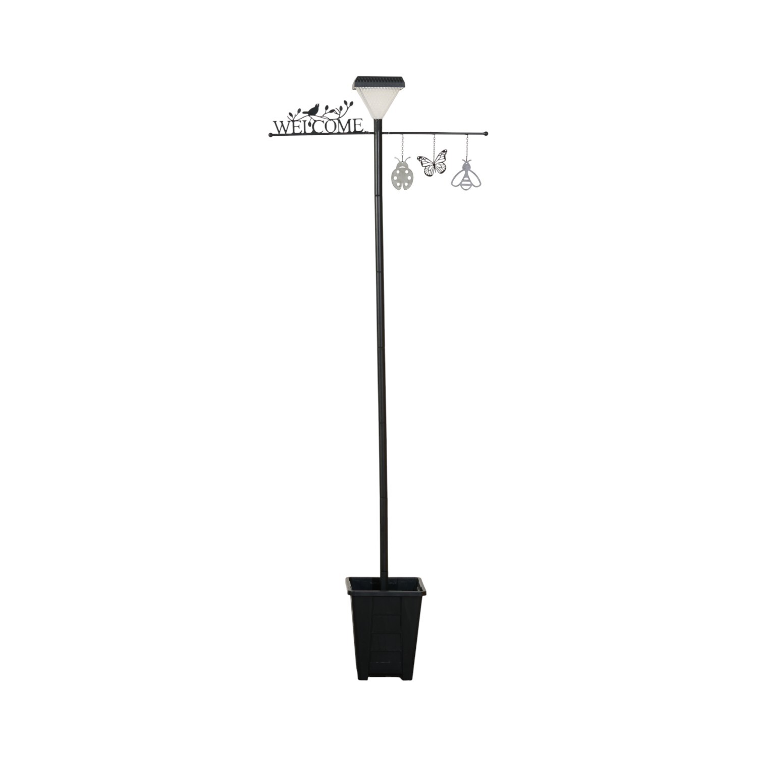 Solar Welcome Lamp Post Light Black Image 2