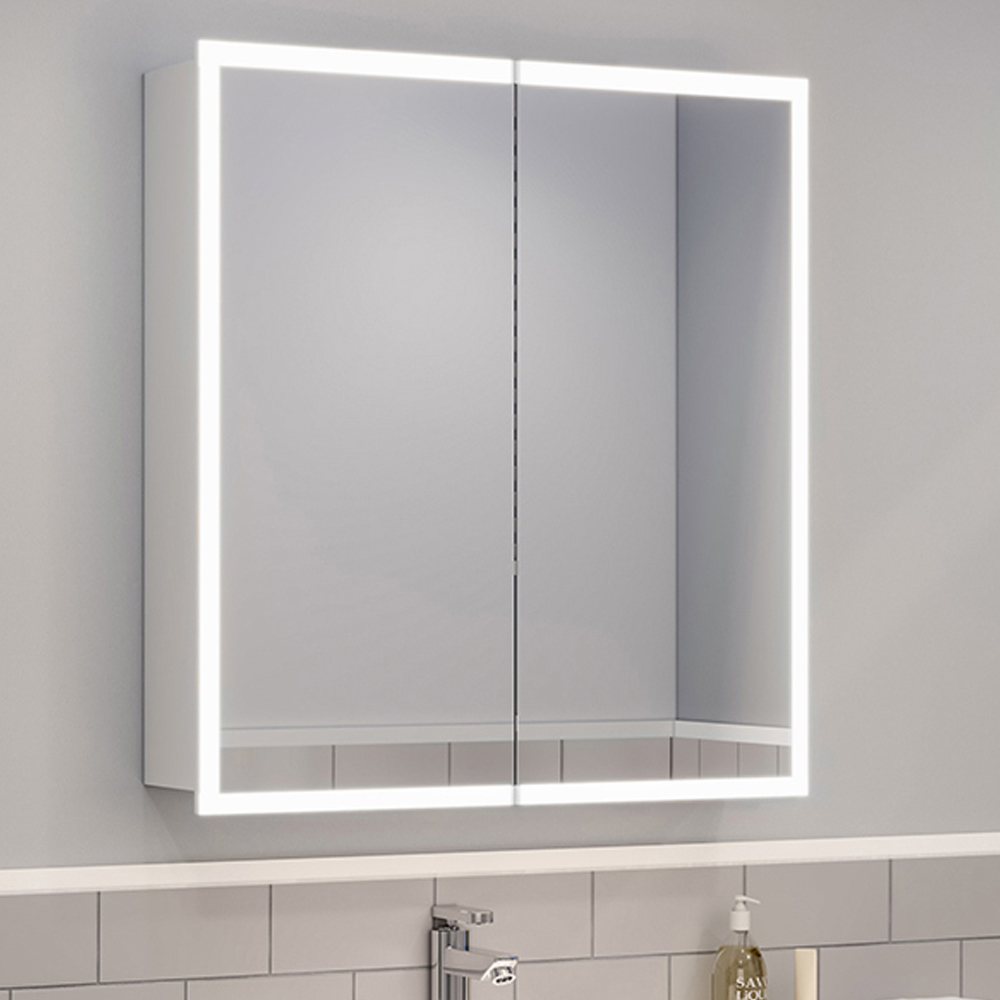 Living and Home 2 Door 4 LED Side Bar Mirror Bathroom Cabinet Image 1