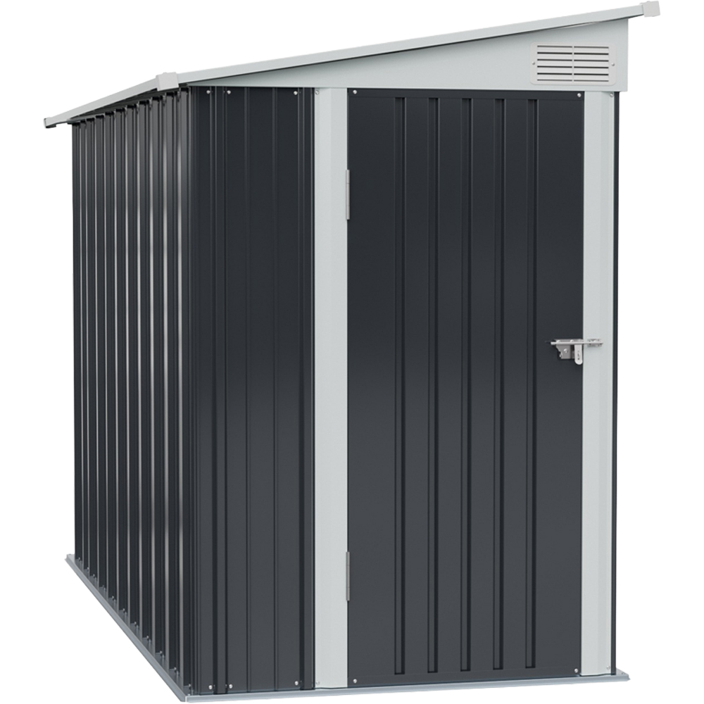 Living and Home 4 x 9ft Charcoal Black and White Metal Pent Storage Shed Image 2