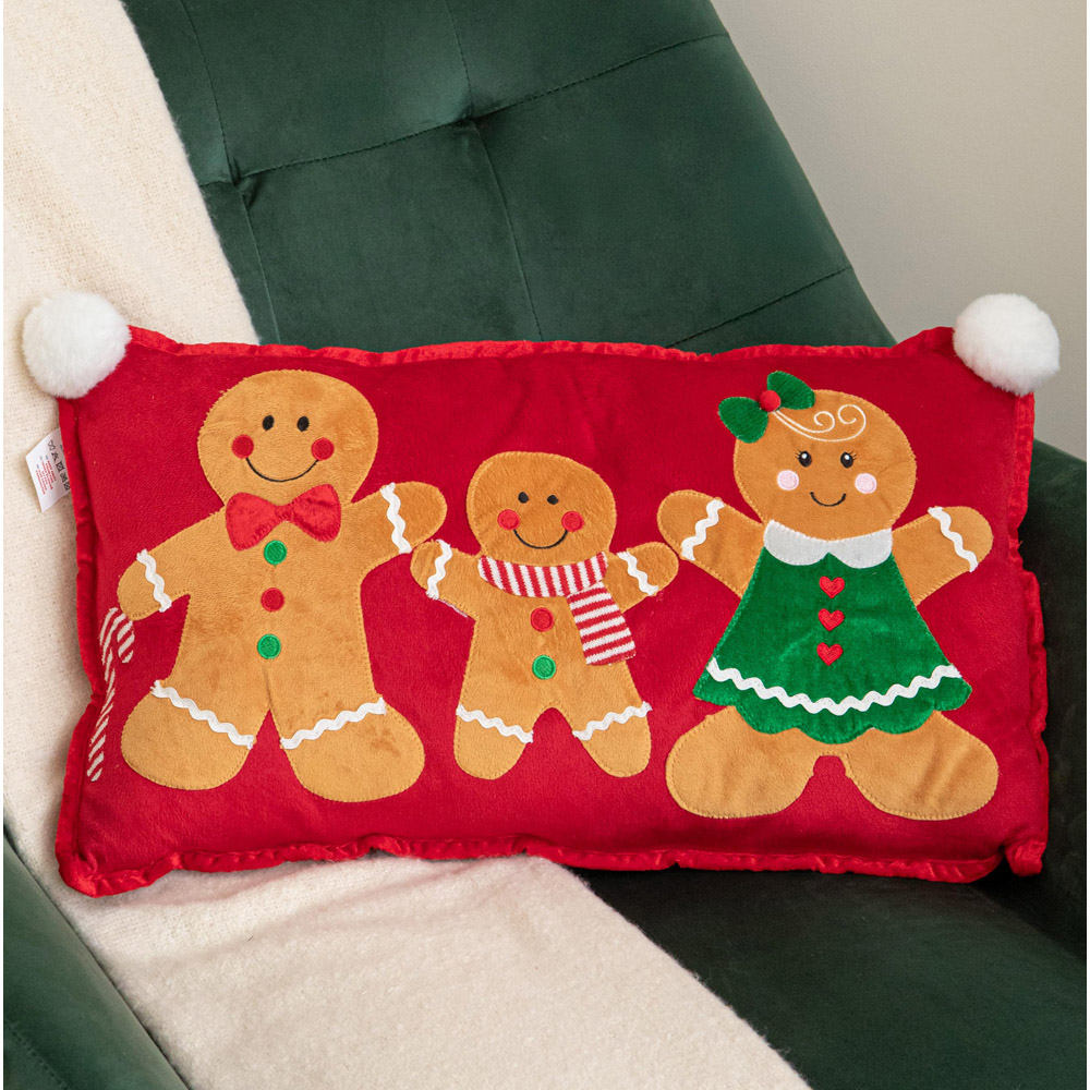 Samuel Alexander Gingerbread Family Christmas Cushion 30 x 55cm Image 2