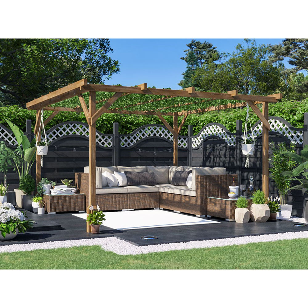 Dunster House Utopia 3 x 3m Brown Wooden Plant Frame Pergola Image 4