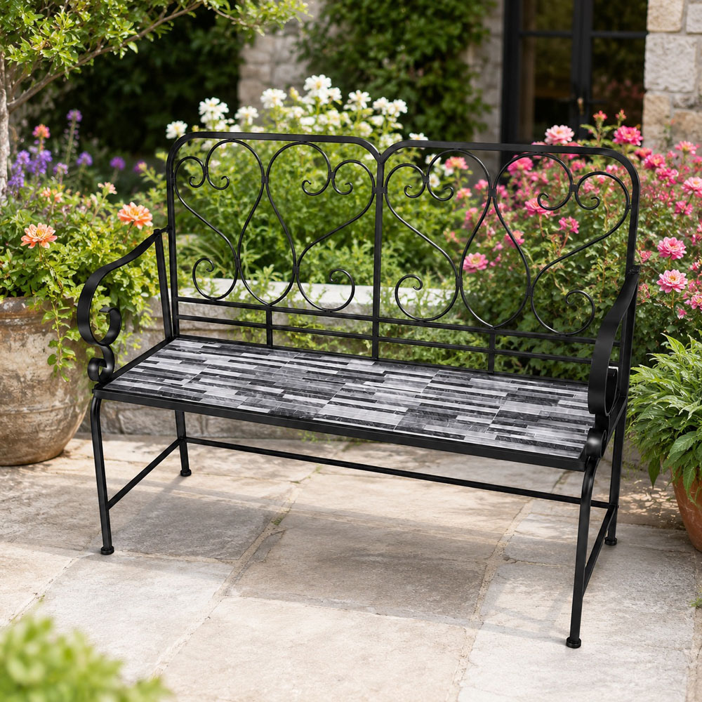 Shatchi Cascade Mosaic 2 Seater Garden Bench Image 3