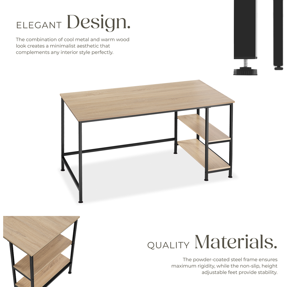 tectake Canton Oak Sonoma 2 Compartment Office Desk Image 3
