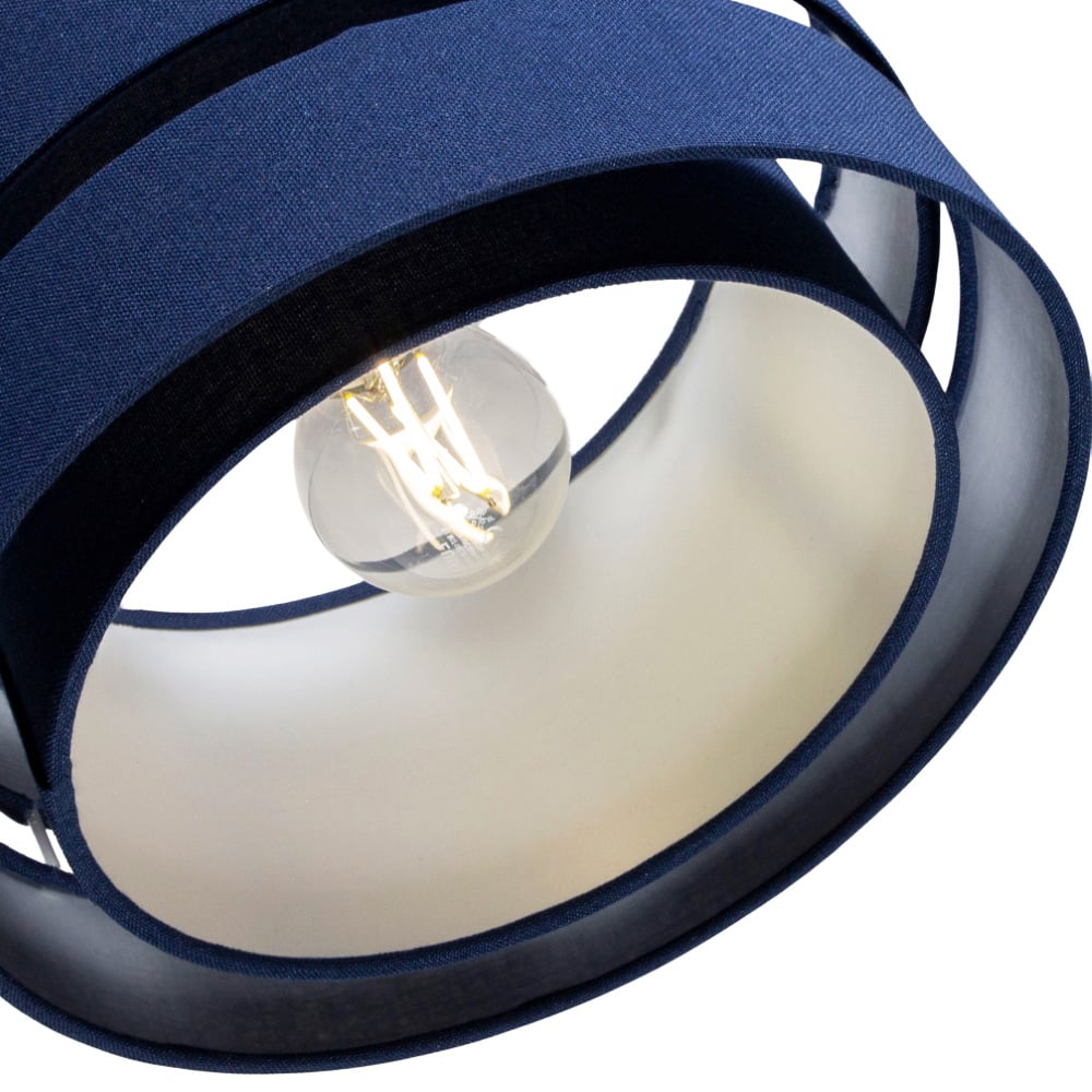 Happy Homewares 3 Tier Midnight Blue Linen Fabric Pendant Shade Image 5
