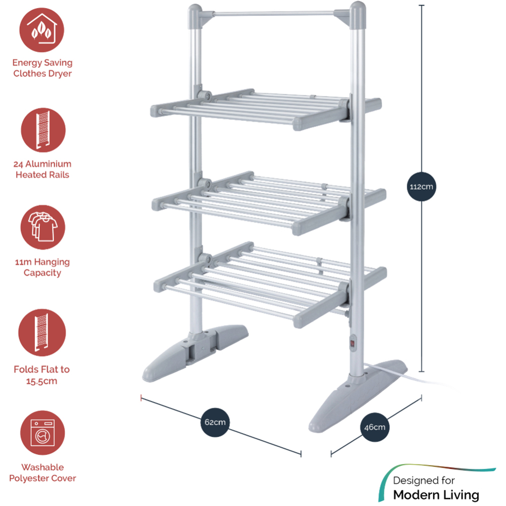 Rediffusion 3-Tier Ultra Compact Heated Clothes Airer with Cover Image 9