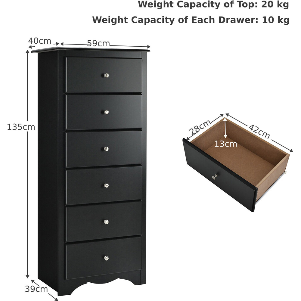 Costway 6 Drawer Black Storage Cabinet Image 8
