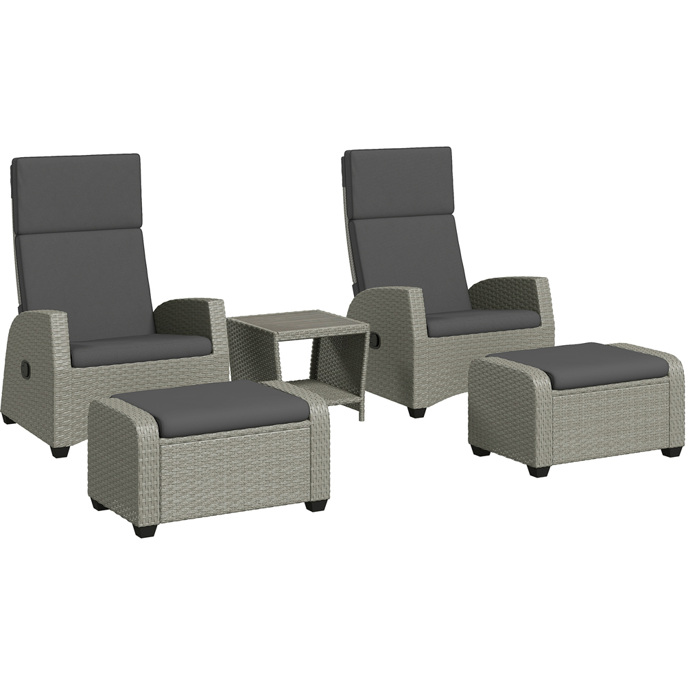 Outsunny 2 Seater Grey Rattan Garden Furniture Set Image 2