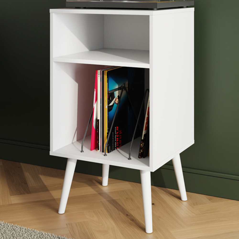 GFW Jaxon 2 Shelf White Compact Open Turntable Stand Image 1