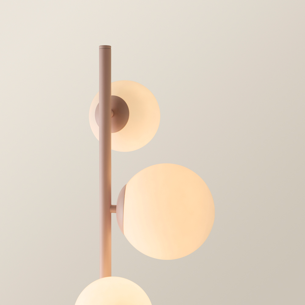 ValueLights Marlow Blush Pink Globe LED Floor Lamp Image 4