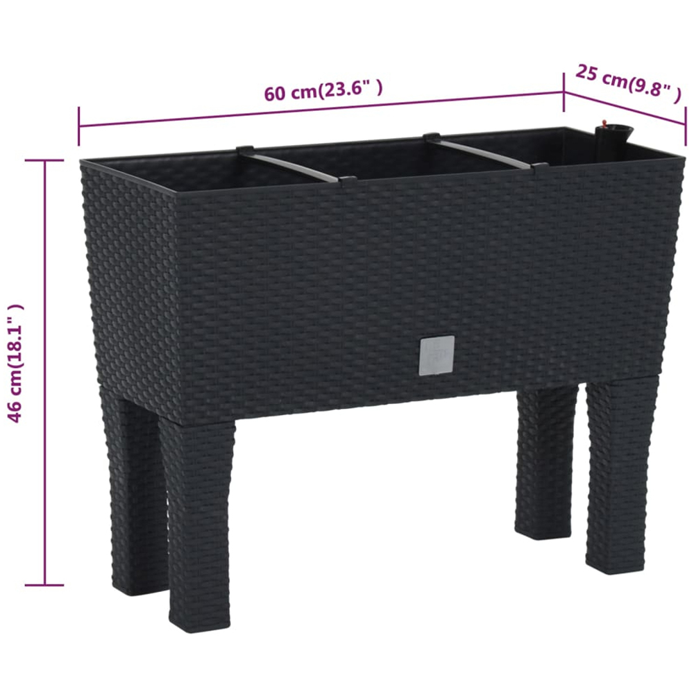 vidaXL Anthracite Plastic Rattan Raised Garden Bed 46 x 60 x 25cm Image 7