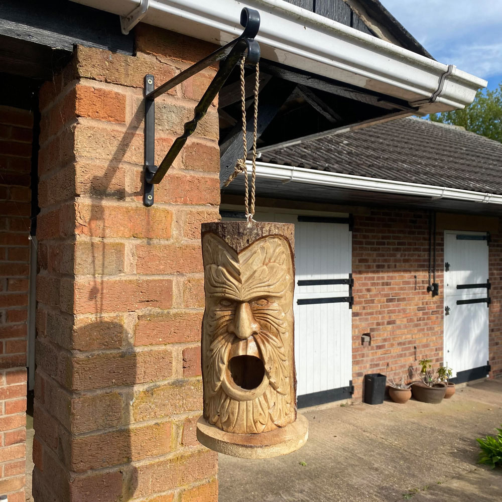 Acacia Home Face Hand Carved Bird House 30cm Image 2