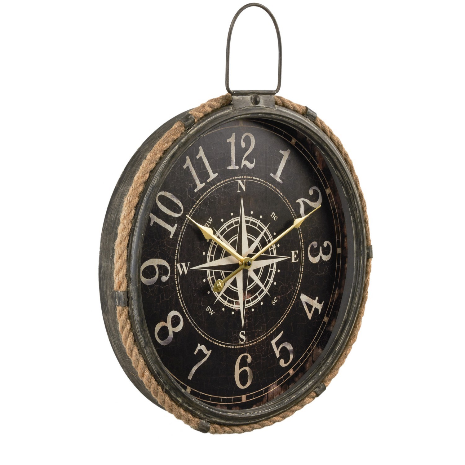 Brown Nautical Compass Round Wall Clock 58cm Image 7