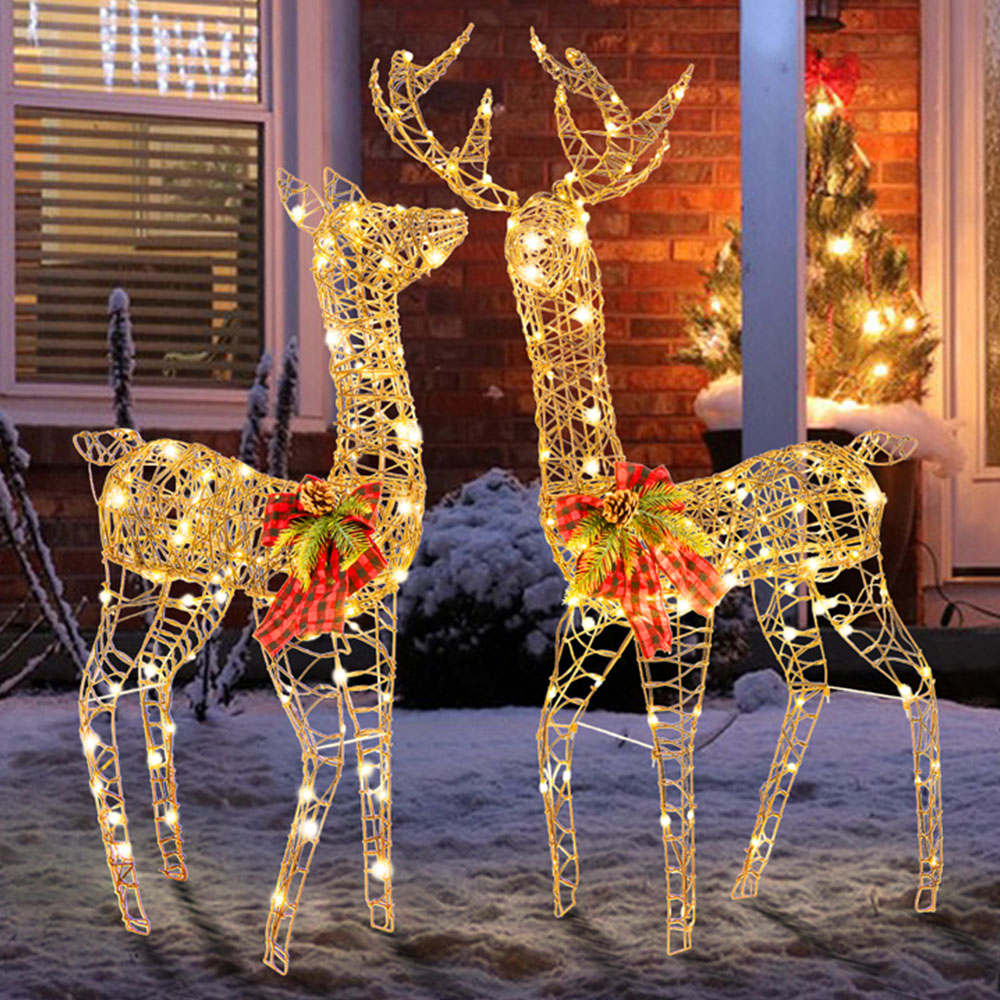 Costway 230 LED 2 Piece Reindeer Family Set Outdoor Christmas Decoration Image 1